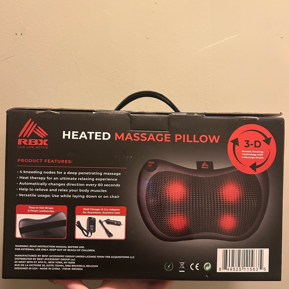 RBX Black and Red Heated Massage Pillow